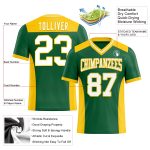 Custom Name and Number Personalized Kelly Green Authentic Football Jersey with White-Yellow Mesh Personalized Kelly Green