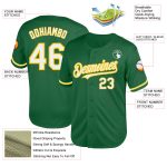 Custom Name Number Baseball Jersey - Personalized Kelly Green White-Yellow Mesh Authentic Throwback Personalized Kelly Green