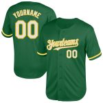 Custom Name Number Baseball Jersey - Personalized Kelly Green White-Yellow Mesh Authentic Throwback Personalized Kelly Green