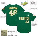 Personalized Kelly Green Authentic Baseball Jersey with White-Yellow Mesh Throwback Design Personalized Kelly Green White-Yellow