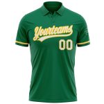 Custom Team Name Number Kelly Green White-Yellow Performance Vapor Golf Polo Shirt Personalized Kelly Green White-Yellow