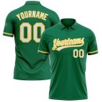 Custom Team Name Number Kelly Green White-Yellow Performance Vapor Golf Polo Shirt Personalized Kelly Green White-Yellow