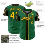 Custom Baseball Jersey with Personalized Name & Number - Kelly Green Yellow Black Arm Shapes, 3 Colors Available Personalized