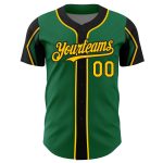 Custom Baseball Jersey with Personalized Name & Number - Kelly Green Yellow Black Arm Shapes, 3 Colors Available Personalized