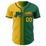 Custom Name and Number Authentic Baseball Jersey in Kelly Green Yellow-Black Gradient стиль, Team Apparel Personalized Kelly