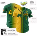 Custom Name and Number Authentic Baseball Jersey in Kelly Green Yellow-Black Gradient стиль, Team Apparel Personalized Kelly