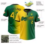Custom Name Number Unisex Softball Jersey - Personalized Kelly Green Yellow Black Gradient Fashion Two-Button Design Personalized