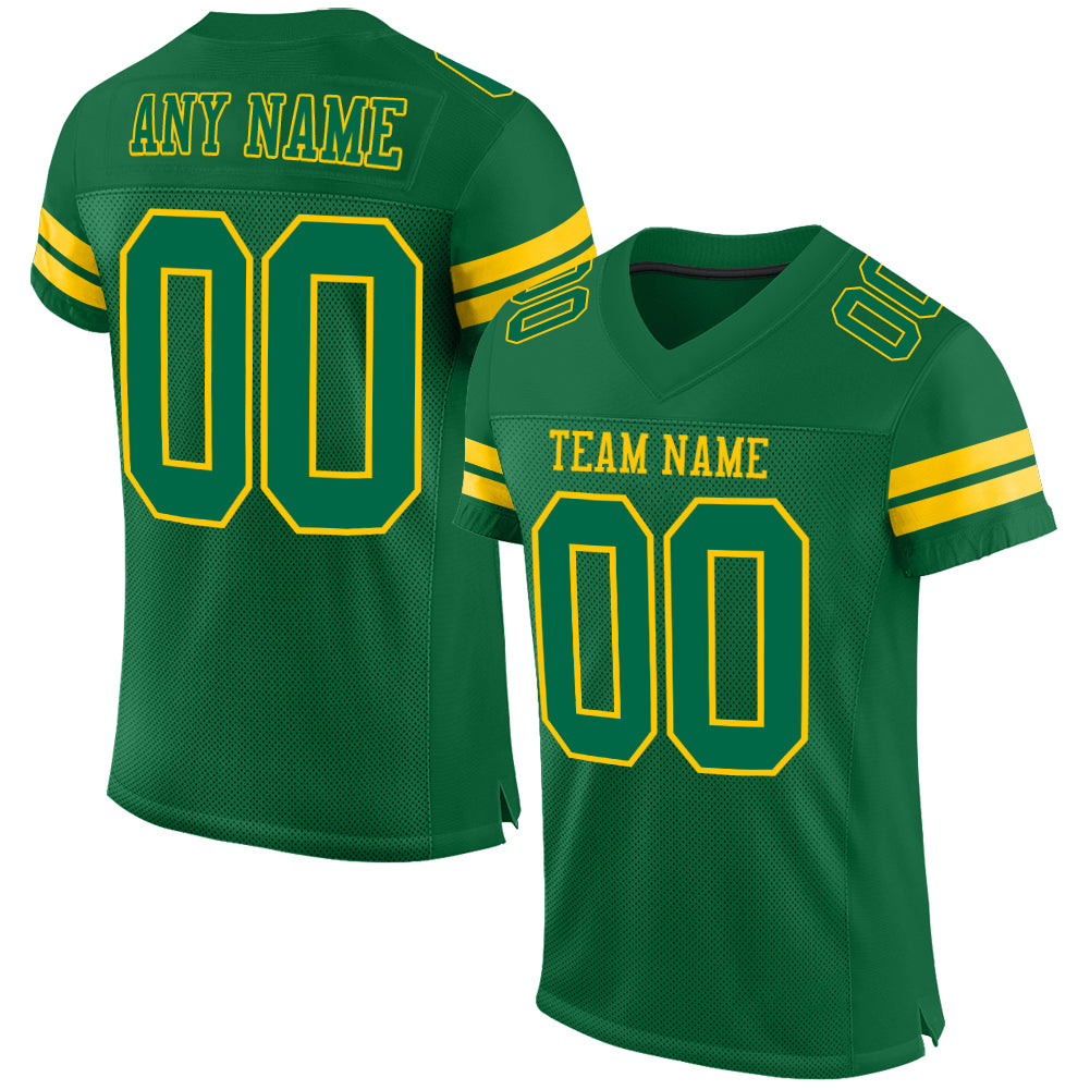 Personalized Custom Name & Number Football Jersey - Kelly Green Yellow Mesh Authentic Team Jersey Personalized Kelly Green