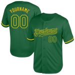 Custom Name Number Authentic Throwback Baseball Jersey Kelly Green Yellow Mesh - Personalized Team Apparel Personalized Kelly