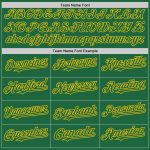 Custom Name Number Authentic Throwback Baseball Jersey Kelly Green Yellow Mesh - Personalized Team Apparel Personalized Kelly