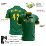 Custom Name and Number Performance Golf Polo Shirt in Kelly Green and Yellow for Team Spirit Personalized Kelly Green Yellow
