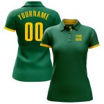 Custom Name and Number Performance Golf Polo Shirt in Kelly Green and Yellow for Team Spirit Personalized Kelly Green Yellow