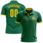 Custom Name and Number Performance Golf Polo Shirt in Kelly Green and Yellow for Team Spirit Personalized Kelly Green Yellow