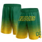 Custom Name Number Basketball Shorts Kelly Green Yellow Pinstripe Fade Authentic Fashion Personalized Kelly Green Yellow