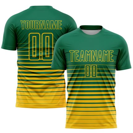 Custom Name Number Soccer Uniform Jersey Kelly Green Yellow Pinstripe Fade Fashion Team Sublimation Personalized Kelly Green