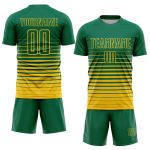 Custom Name Number Soccer Uniform Jersey Kelly Green Yellow Pinstripe Fade Fashion Team Sublimation Personalized Kelly Green