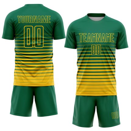 Custom Name Number Soccer Uniform Jersey Kelly Green Yellow Pinstripe Fade Fashion Team Sublimation Personalized Kelly Green