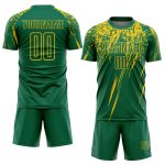 Custom Name Number Soccer Jersey - Personalized Kelly Green and Yellow Sublimation Uniform Personalized Kelly Green Yellow