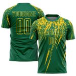 Custom Name Number Soccer Jersey - Personalized Kelly Green and Yellow Sublimation Uniform Personalized Kelly Green Yellow