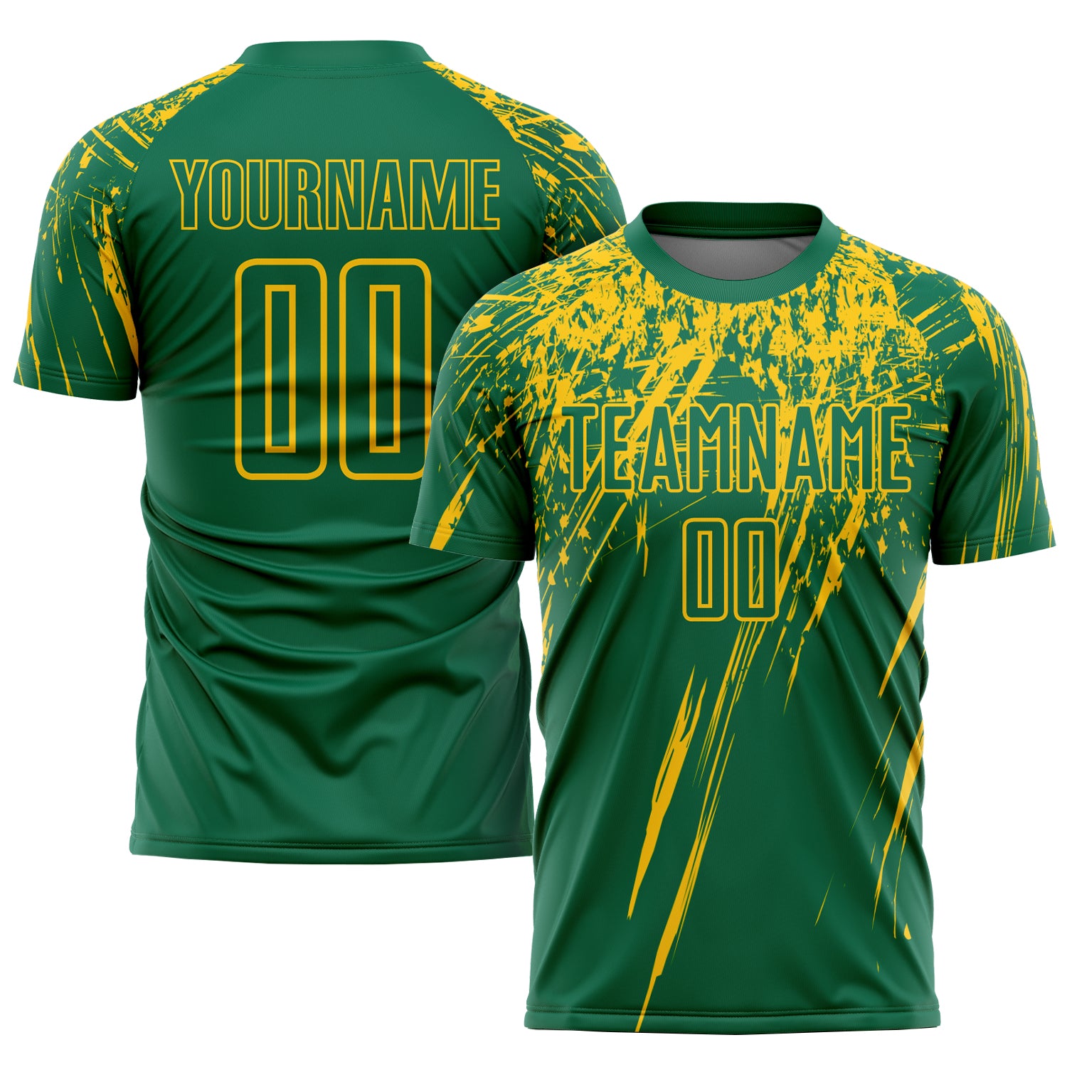Custom Name Number Soccer Jersey - Personalized Kelly Green and Yellow Sublimation Uniform Personalized Kelly Green Yellow