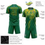 Custom Name Number Soccer Jersey - Personalized Kelly Green and Yellow Sublimation Uniform Personalized Kelly Green Yellow