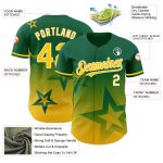 Personalized Green and Yellow-White Gradient Twinkle Star Baseball Jersey with Custom Name and Number Personalized Kelly