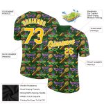Custom Performance T-Shirt with Personalized Name and Number, Kelly Green Yellow-White 3D Pattern Design for Holiday Party