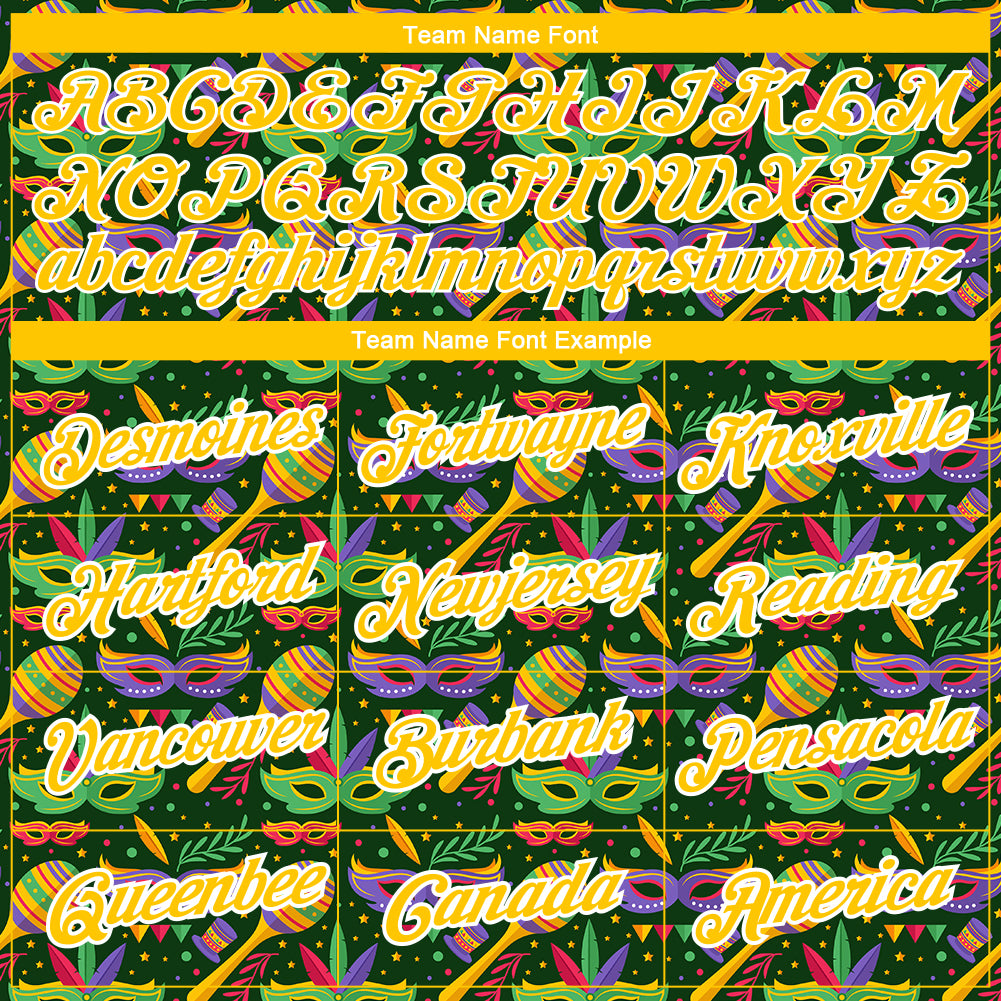 Personalized Kelly Green Yellow-White 3D Pattern Design Holiday Party Mask Performance T-Shirt Team Custom Name and Number Custom Performance T-Shirt with Personalized Name and Number, Kelly Green Yellow-White 3D Pattern Design for Holiday Party - Image 3