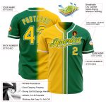Custom Kelly Green Authentic Gradient Baseball Jersey with Yellow-White Design, Personalized Name & Number Personalized Kelly