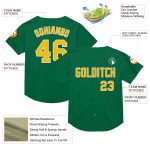 Custom Name and Number Kelly Green Yellow-White Mesh Baseball Jersey - Authentic Throwback Design Personalized Kelly Green