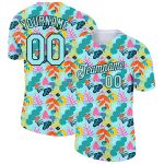 Custom Name and Number 3D Leaf Performance T-Shirt - Personalized Lakes Blue Black Design Personalized Lakes Blue Black 3D