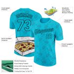 Custom Name & Number Team Performance T-Shirt - Personalized 3D Pattern Design in Lakes Blue & Black for Food & Pizza Personalized