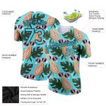 Custom Name Number Summer T-Shirt - 3D Lakes Blue Black Pattern Performance for Holidays and Team Events Personalized Lakes