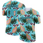 Custom Name Number Summer T-Shirt - 3D Lakes Blue Black Pattern Performance for Holidays and Team Events Personalized Lakes