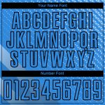 Custom Name and Number Soccer Uniform Jersey - Personalized Lakes Blue Black Geometric Shapes Design Personalized Lakes Blue