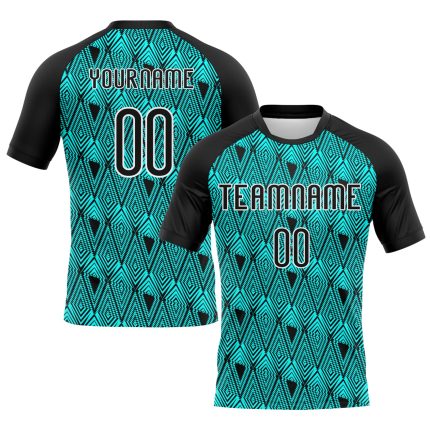 Personalized Volleyball Jersey Custom Name and Number Geometric Shape Lakes Blue Black-White Sublimation Team Uniform Personalized