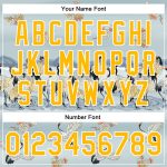 Custom Name Number Personalized Bomber Jacket 3D Blue Gold White Heron Design Full-Snap Varsity Letterman Jacket Personalized
