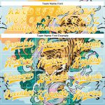 Custom Personalized Blue Gold White Tiger 3D Varsity Letterman Bomber Jacket with Name & Number Personalized Lakes Blue Gold-White