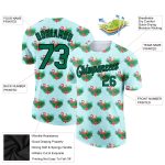 Custom Name & Number Tropical Hawaii Flamingo Performance T-Shirt - 3D Pattern in Lakes Blue & Kelly Green-Black Personalized