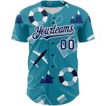 Personalized 3D Pattern Baseball Jersey - Custom Name & Number in Lakes Blue Navy-White for Holiday Travel Personalized Lakes