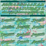 Custom Personalized Baseball Jersey with 3D Pattern, Beach, Palm Trees, and Flamingos - Lakes Blue Neon Green-Royal Design