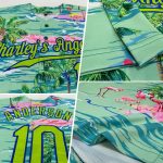 Custom Personalized Baseball Jersey with 3D Pattern, Beach, Palm Trees, and Flamingos - Lakes Blue Neon Green-Royal Design