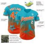 Personalized Gradient 3D Twinkle Star Baseball Jersey with Custom Name & Number - Lakes Blue Orange-White Design Personalized