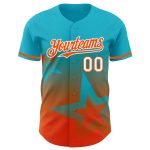 Personalized Gradient 3D Twinkle Star Baseball Jersey with Custom Name & Number - Lakes Blue Orange-White Design Personalized