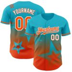 Personalized Gradient 3D Twinkle Star Baseball Jersey with Custom Name & Number - Lakes Blue Orange-White Design Personalized