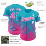 Custom Name & Number Twinkle Star Baseball Jersey - Personalized 3D Gradient Blue Pink-White Design Personalized Lakes Blue