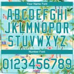Custom Name & Number Team T-Shirt - Personalized Beach Hawaii 3D Pattern with Lakes Blue Teal-White Palm Trees Design Personalized