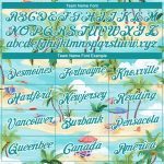 Custom Name & Number Team T-Shirt - Personalized Beach Hawaii 3D Pattern with Lakes Blue Teal-White Palm Trees Design Personalized