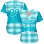 Custom Name and Number Oktoberfest 3D Pattern Baseball Jersey - Personalized Blue White Team Design Personalized Lakes Blue