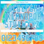 Custom Unicorn Performance T-Shirt with Personalized Name and Number, 3D Blue and White Rainbow Pattern Design Personalized
